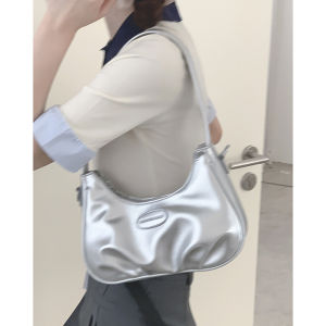 Niche Texture Underarm Bag Women 2023 New Trendy South korea Silver Square Sling Bag All-Match Shoulder Bag Messenger Bag