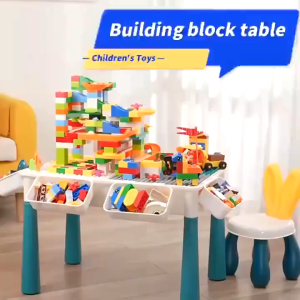 [SG Seller]Childrens multifunctional building block table large particles assembled educational toys puzzle assembly infant early education series