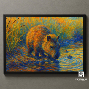 Tranh Nghệ thuật "Chuột Nước Capybara" VIETSMART ART - Acrylic 45 x 60cm