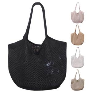 Phụ nữ Crochet Tote Túi màu trơn thẩm mỹ Túi Đeo Vai dung tích lớn đan Túi xách tay mua sắm nữ túi dùng ngoài trời