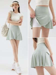 MiiOW | Váy ngắn thể thao nữ MiiOW 2024 Quần cầu lông co giãn cao eo cao Váy chống ánh sáng màu trắng Yoga Quần áo thể thao