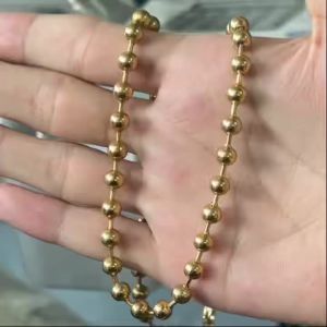 Minimalist 18K Gold Plated Necklace Stainless Steel Lucky Bead Chain Necklace for Women