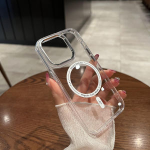 CrashStar MagSafe เคสโทรศัพท์กันกระแทกเนื้อแข็งใสปกป้องกล้องโลหะสำหรับ iPhone 16 15 Pro Max 14 Pro Max 13 Pro Max 14 Plus เคสโทรศัพท์ป้องกันการตกแบบใสชาร์จไร้สายขายดี