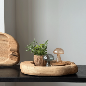 Wabi Sabi Natural Wooden Irregular Arc-shaped Tray