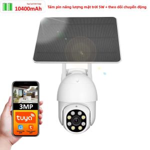 Camera PTZ Năng Lượng Mặt Trời WiFi Tuya Smart Life 3MP Tự Động Theo Dõi Chuyển Động PIR Giám Sát An Ninh Ngoài Trời Với Tầm Nhìn Ban Đêm Màu Sắc