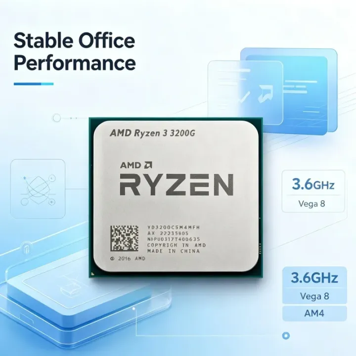 AMD | Ryzen 3 PRO 3200G Socket AM4 Processor 3.6GHz 65W 4‑Core 4‑Thread L3 4M Vega 8 Graphics For Office Workstation Desktop PC
