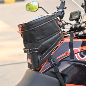 Universal Motorcycle Tank Bag Gas Oil Fuel Tank Saddle Bags with Reflective Strap Mount with GPS Phone Pocket Holder