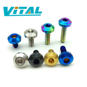 6pcs/12pcs Vitaltitanium Titanium Bolt M6 x 15/20/25mm Umbrella Head Inner Hexagon Allen Head Motorcycle Disc Brake Disc Engine Decoration Titanium screw Ti bolt Titanium Dress Up Bolts Engin Bay Wide body 6pieces / 12pieces Rainbow Black Ti raw colors