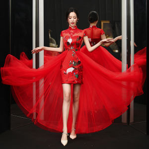 Stage Performance New 2025 Retro Style Photography Studio Portrait Reformed Cheongsam Dress Ceremony Host Evening Gown