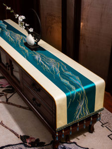New Chinese Style Long Tablecloth TV Cabinet Cover Cloth Living Room Tea Table Mat Fabric Art Dining Table Cloth Counter Cloth