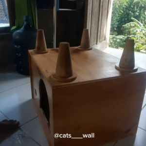 Cat Box Ruang Tamu Uk. L - Tipe Kepala Kucing Vernis Clear