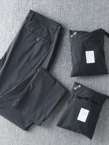 Ultra-Lightweight Breathable Mens Casual Pants Spring Summer Straight Leg Elastic Waist Storage Friendly Fashion City Style