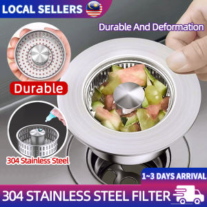 现货 Kitchen Sink Filter Stainless Steel Sink Leftovers Strainer Filter Deodorant Blocking Bouncing Core Leak Proof Plug 水槽过滤塞 Residue Filter