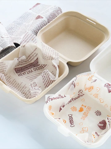 50Pcs Food Wax Paper Sandwich Bread Burger Bento Cake Baking Wrapper 28x38CM Nonstick Oil-Paper Barbecue Fries Hamberger Wrapping Paper Food Grade Greaseproof Waterproof Home Made DIY Packing Kitchen Dining Placemat
