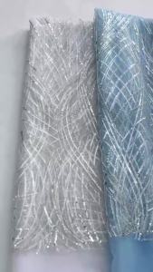 Luxury African Sequins Beaded Lace Fabric 2026 High Quality Groom 5 YardsNigerian Wedding Bridal Embroidery French Tulle Sewing