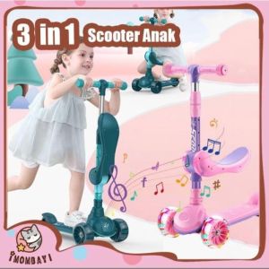 Scooter Kursi Exotic Kursi Lampu Music HB 206 Roda 3 Ada Kursi Lampu Musik Otoped Skuter/ Scooter Anak Kursi 3 Roda Led