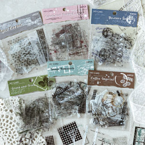 แผ่นสติ๊กเกอร์ตกแต่งลายพืชและผีเสื้อสไตล์วินเทจ PET สำหรับการตกแต่งบันทึกการ์ด DIY แผ่นสติ๊กเกอร์ขอบดาวและลายดอกไม้