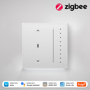MOES | MOES Tuya Star Feather Series Zigbee Smart Curtain Switch Anti-Glare Touch PanelFlowing BacklightWorks with Alexa Google Home
