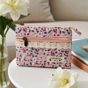 New Fashion Flower Multi-layer Cotton Fabric Coin Purse Women Card Wallet Small Change Bag Retro Canvas Female Hand Purses Pouch