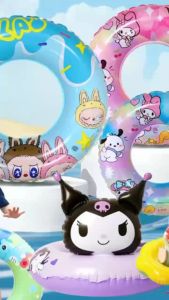 Labubu/Kuromi Cartoon inflatable swimming ring 60cm70cm80cm lifebuoy Inflatable Swimming boat