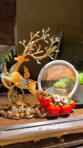 Tượng Hươu Tài Lộc Làm Quà Tặng Tân Gia Decor Phòng Khách Trang Trí Nhà Hiện Đại