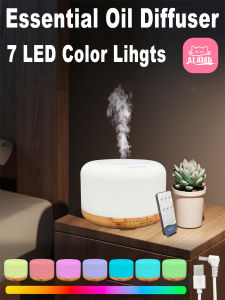 Essential Oil Diffuser 500ml Ultrasonic Aromatherapy Humidifier with Remote Control 7 LED Colors Timer & Auto-Off Large Room