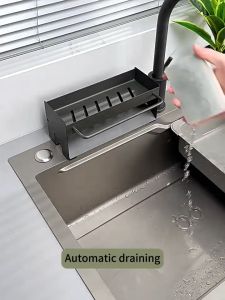 MEIDOO Giá Để Đồ Rửa Chén Bát Thanh treo giẻ có khay nước Kệ để đồ bồn rửa tiện lợi