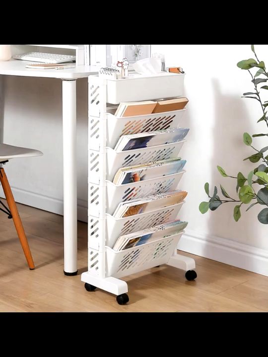 Movable Bookshelf Moving Bookshelf with Wheels Mobile Five-Level Book ...