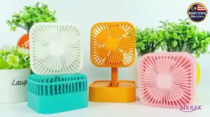 USB Rechargeable Foldable Square Desk Table Portable Mini Small Fan Office Outdoor Bedside Kipas Lipat Meja Kecil