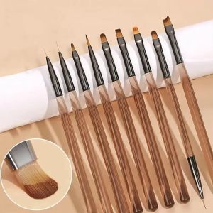 LULAA DIY Brush Nail Acrylic Drawing Brush 9PCS UV Gel Nail Brush Eyeliner for Nail Art Design Tip Display Painting Tool