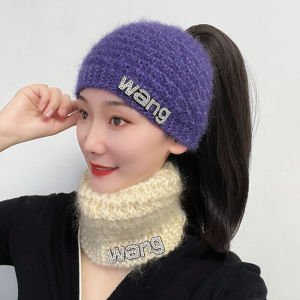 New Style Squirrel Fur Knitted Woolen Hat Womens Ear Protection Warm Band Hat Autumn Winter Fashionable Head Cover