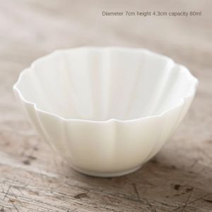 White Porcelain Petal Tea Cup Chinese Style Glass Teacup Minimalist Office Coffee Mug Personal Gongfu Tea Set Gift Idea