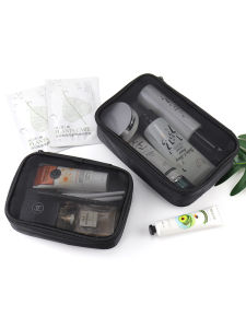 Transparent Large Capacity Waterproof Mesh Cosmetic Bag Portable Square Womens Toiletry Bag Travel Wash Bag Cosmetic Storage