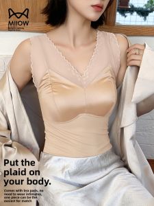 miiow | Slim Fit Lace Crop Top Womens Summer New Style Inner Wear Outer Wear With Chest Pad Breathable Comfortable Short Length Tank Top