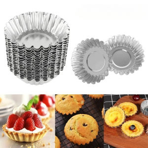 50pcs/set Egg Tart Molds Mini Tart Pan Aluminium Pie Tins Cupcake Cake Baking Cups