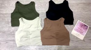 Áo nữ tập gym yoga aerobic thể thao croptop kèm mút đúc chất liệu thun lạnh BINSPORTS A241