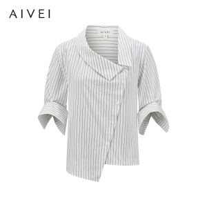 AIVEI | Asymmetric Slanted Collar Commuter Design Shirt
