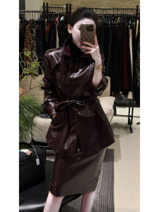 SHANGSHA | Luxurious Elegant Lady Style Cool Leather Dress Suit Female