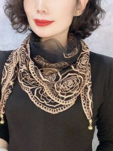 Khăn Choàng Lụa Mùa Xuân Thêu Phong Cách Retro Khăn Quàng Cổ Đa Năng Khóa Từ Kiểu Dáng Dân Tộc Mỏng Ấm Áp Polyester Hoa