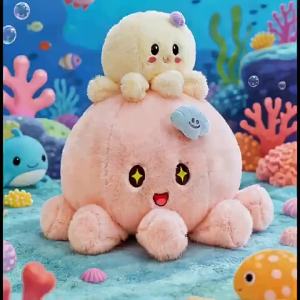 GUAIBUDIAN | Cute Expression Pink Healer Companion Octopus Toy