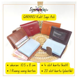 dompet kartu Wanita atau Pria ATM dan KTP Kulit Sapi 20 Slot kartu Dompet Lipat uang kertas Terbaru