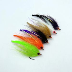 2-6PCS #3/0 Small Dragon Tail Streamer Flies Bass Pike Big Game Musky Fly Fishing Flies Saltwater Baitfish Trolling Lures