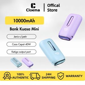 Cloema Mini Powerbank 10000mah Type-C/Lightning Built in 2 Cables 100% Digital Display Battery Level Portable Outdoor
