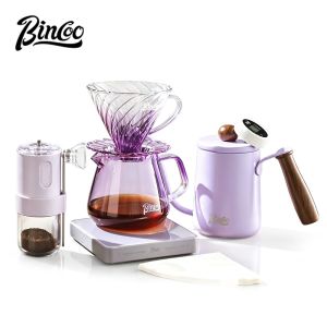BINCOO Coffee Pour Over Set Glass Dripper Cup Manual Coffee Grinder Drip Pour‑Over Coffee Set Coffee Brewing