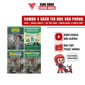 Combo 4 Cuốn Sách Excel Google Sheet 150 TT Power Query ĐÀO TẠO TIN HỌC Ứng Dụng Văn Phòng Kèm Video Khóa Học - Lazada