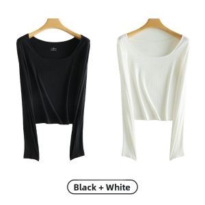 miiow | Slim Fit Womens Knitted T-shirt Square Collar Base Shirt Inner Wear Black Ribbed Spring Autumn New Arrival MiiOW Cat Person