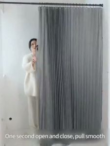 XTEN High Quality 120cm/180cm Foldable Shower Curtain Waterproof with Rod Set for Bathroom Makapal Washable Cloth