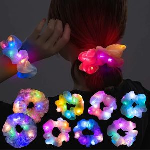 New Arrival Girls LED Luminous Scrunchies Hairband Ponytail Holder Headwear Elastic Hair Bands for Kids Hair Accessories