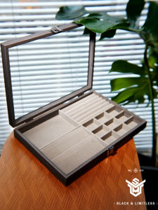 Large Capacity Wooden Pattern Jewelry Storage Box Earring Ring Bracelet Necklace Display Case for Home Organization