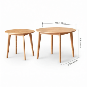 YUANSHI YUANSU | Solid Wood Round Oak Simple Design Small House Dining Table
